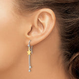 Sterling Silver Dangle Earrings with Gold-Tone Star Charm and Ball Tip Rods