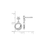 Sterling Silver Drop Earrings with Cubic Zirconia, Star and Open Circle Design