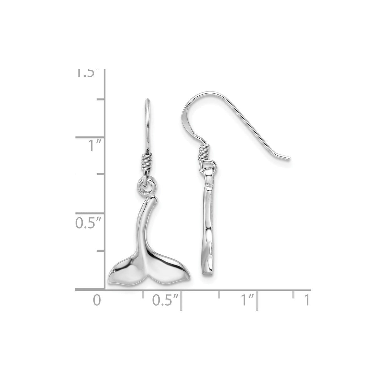 Sterling Silver Dangle Earrings with Whale Tail Ocean Design for Women