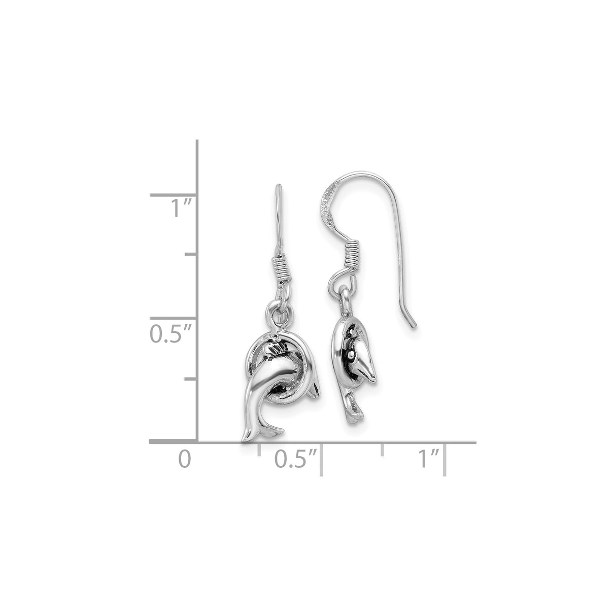 Sterling Silver Dolphin Dangle Earrings, Ocean Inspired Nautical Style for Women
