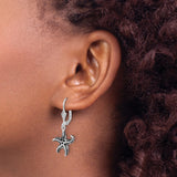 Sterling Silver Starfish Drop Earrings with Textured Detailing and Leverback Closures