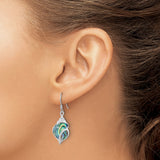 Sterling Silver Drop Earrings with Abalone Inlay, Conch Shell Nautical Design