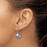 Sterling Silver Dangle Earrings with Abalone Shell, Scallop Design, Coastal Beach Style