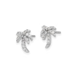 Sterling Silver Palm Tree Earrings with Cubic Zirconia, Tropical Beach Studs for Women