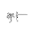Sterling Silver Palm Tree Earrings with Cubic Zirconia, Tropical Beach Studs for Women