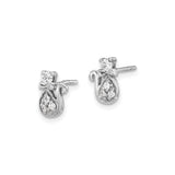 Sterling Silver Cat Stud Earrings with Cubic Zirconia Accents and Bow Detail