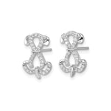 Sterling Silver Dog Shaped Stud Earrings with Cubic Zirconia, Puppy Design for Women and Girls