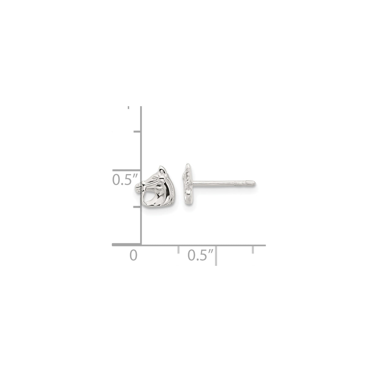 Sterling Silver Horse Head Stud Earrings, Equestrian Design for Women and Girls