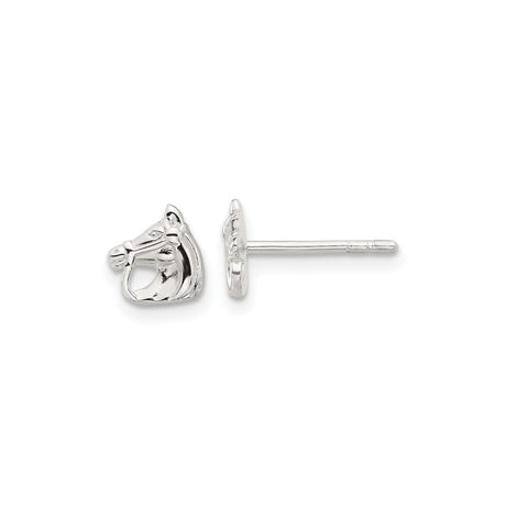 Sterling Silver Horse Head Stud Earrings, Equestrian Design for Women and Girls
