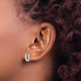 Sterling Silver Horseshoe Stud Earrings with Cubic Zirconia and Twisted Rope Design
