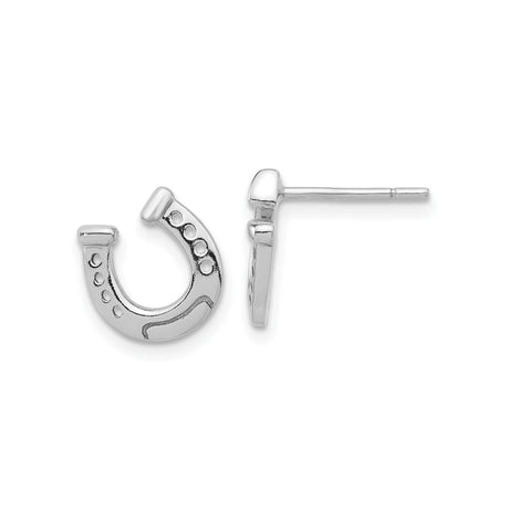 Sterling Silver Horseshoe Stud Earrings, Polished Openwork Lucky Charm Design