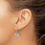 Sterling Silver Bicycle Charm Dangle Earrings, Sporty Cycling Jewelry for Women