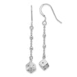 Sterling Silver Dangle Earrings with 3D Dice Charms, Beaded Chains, Casino Style
