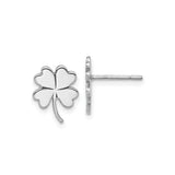 Sterling Silver Clover Stud Earrings, Four-Leaf Design, Irish Lucky Charm Jewelry