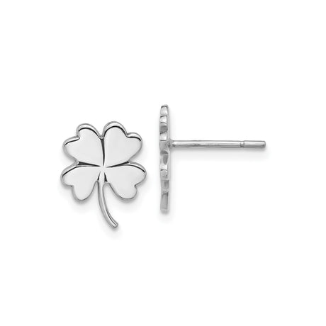 Sterling Silver Clover Stud Earrings, Four-Leaf Design, Irish Lucky Charm Jewelry