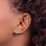 Sterling Silver Stud Earrings with Turquoise Enamel Four-Leaf Clover Charm