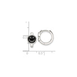 Sterling Silver Hoop Earrings with Black Enamel Smiley Face Charm, Y2K Minimalist Style