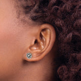 Sterling Silver Flower Stud Earrings with Oxidized Finish and Vintage Floral Design