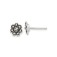 Sterling Silver Flower Stud Earrings with Oxidized Finish and Vintage Floral Design