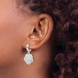 Sterling Silver Hoop Earrings with 3D Rose Flower Charm, Romantic Floral Design for Women
