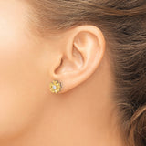 Sterling Silver Flower Stud Earrings with Cubic Zirconia, Gold Plated Floral Design