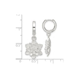 Sterling Silver Lotus Flower Hoop Earrings with Layered Floral Design, Boho Dangle Style