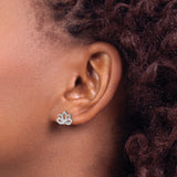 Sterling Silver Lotus Flower Stud Earrings with Openwork Zen Design for Women