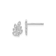 Sterling Silver Leaf Stud Earrings with Marquise Cubic Zirconia, Nature-Inspired Branch Design