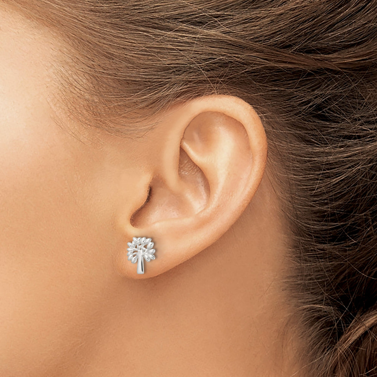 Sterling Silver Tree of Life Stud Earrings with Openwork Design for Women