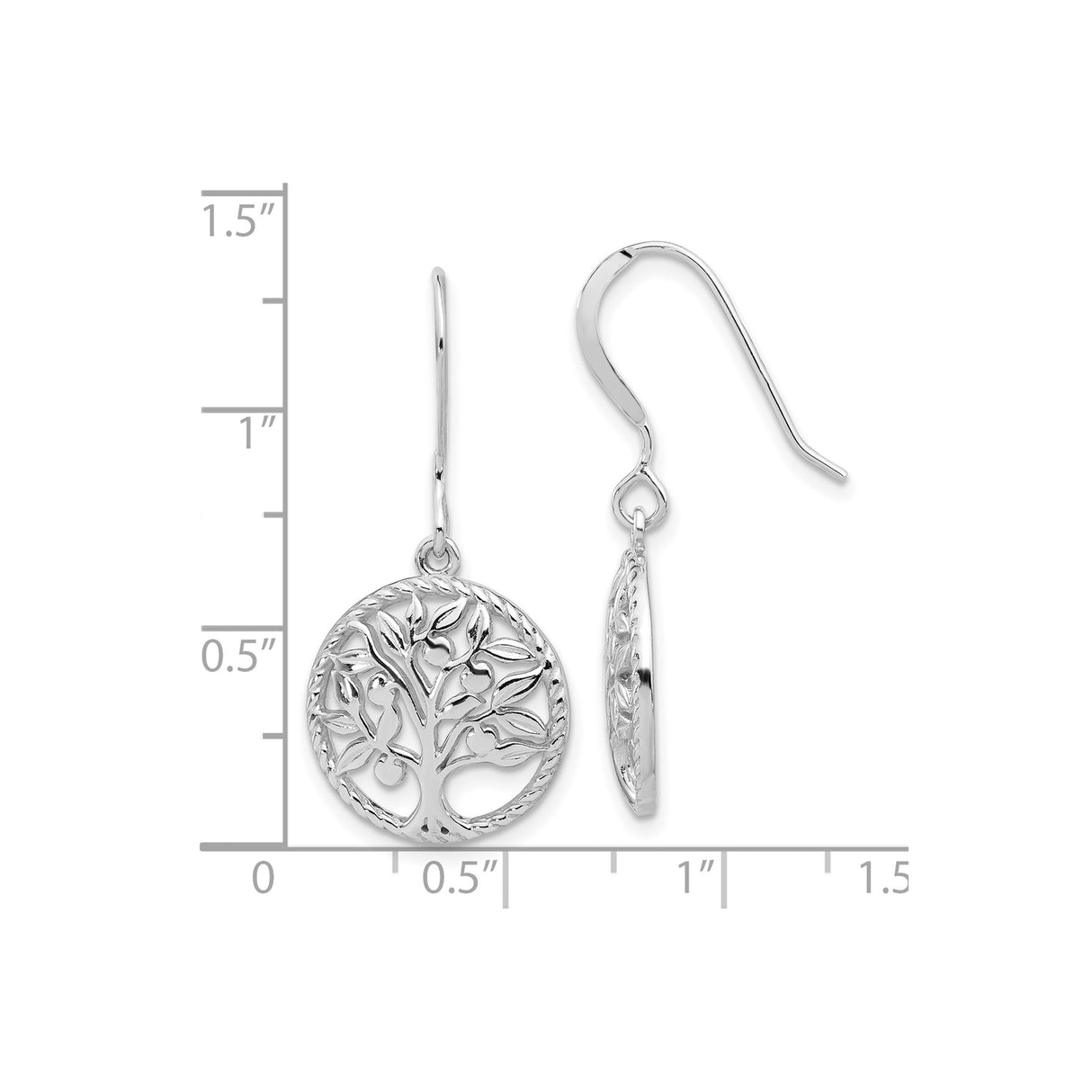 Sterling Silver Tree of Life Dangle Earrings Round Celtic