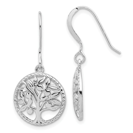 Sterling Silver Tree of Life Dangle Earrings with Intricate Round Tree Design, Spiritual Nature Jewelry for Women, Symbolic Boho Drop Accessory, Celtic Style Piece for Unity and Renewal