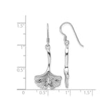 Sterling Silver Dangle Earrings with Ginkgo Leaf Botanical Design, Nature-Inspired Jewelry