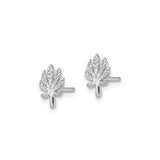 Sterling Silver Cannabis Leaf Stud Earrings, Textured Botanical Design, Unisex Alternative Jewelry