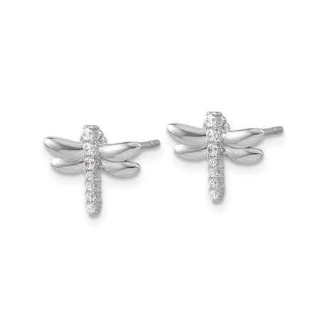 Sterling Silver Dragonfly Stud Earrings with Cubic Zirconia, Nature Inspired Design