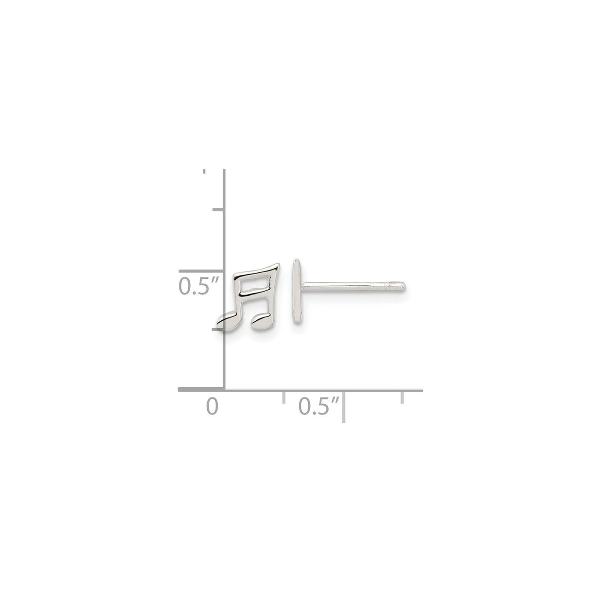 Sterling Silver Musical Note Stud Earrings, Minimalist Music Symbol Design for Women and Teens