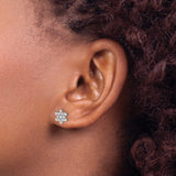 Sterling Silver Snowflake Stud Earrings with Cubic Zirconia, Winter Holiday Theme