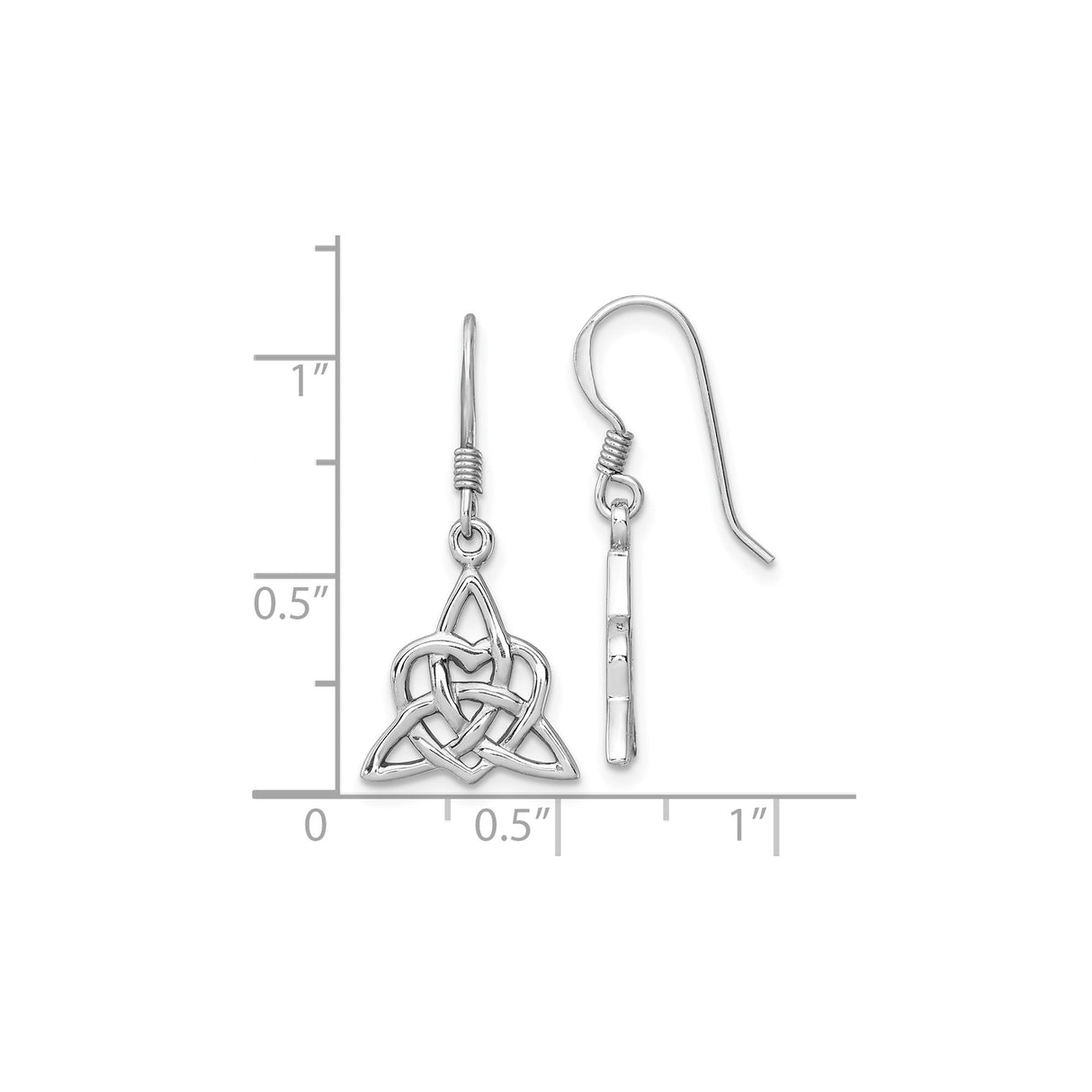Sterling Silver Dangle Earrings with Celtic Triquetra Heart Knot Design for Women