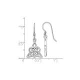 Sterling Silver Dangle Earrings with Celtic Triquetra Heart Knot Design for Women