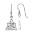Sterling Silver Dangle Earrings with Celtic Triquetra Heart Knot Design for Women