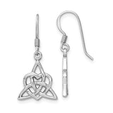 Sterling Silver Dangle Earrings with Celtic Triquetra Heart Knot Design for Women