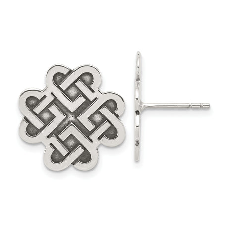 Sterling Silver Celtic Knot Stud Earrings with Intricate Interwoven Eternity Design