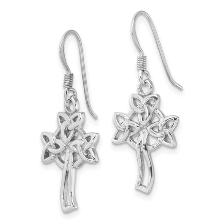 Sterling Silver Trinity Knot Cross Pendant with Openwork Design and Mirror Finish