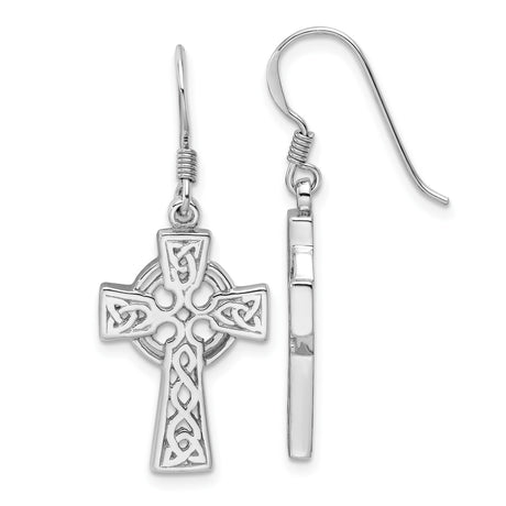Sterling Silver Celtic Cross Pendant with Knot Motif and Halo Design