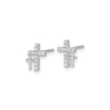 Sterling Silver Cross Pendant with Cubic Zirconia, Modern Dual Layer Faith Design