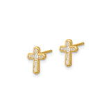 Sterling Silver Cross Stud Earrings with Baguette Cut Cubic Zirconia, Christian Faith Jewelry