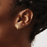 Sterling Silver Cross Stud Earrings with Baguette Cut Cubic Zirconia, Christian Faith Jewelry
