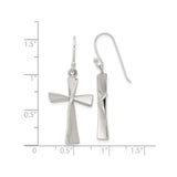 Sterling Silver Asymmetrical Cross Dangle Earrings, Lightweight Drop Design for Men and Women