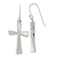 Sterling Silver Asymmetrical Cross Dangle Earrings, Lightweight Drop Design for Men and Women