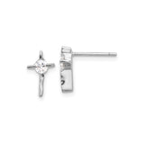 Sterling Silver Wave Design Cross Earrings for Women and Men with CZ Accents – Sleek Polished Finish Stylish Unisex Studs – Modern Organic Faith Jewelry and Minimalist Spiritual Cross Accessories