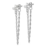 Sterling Silver Cross Pendant Necklace and Dangle Earring Set with Cubic Zirconia, Modern Faith Design